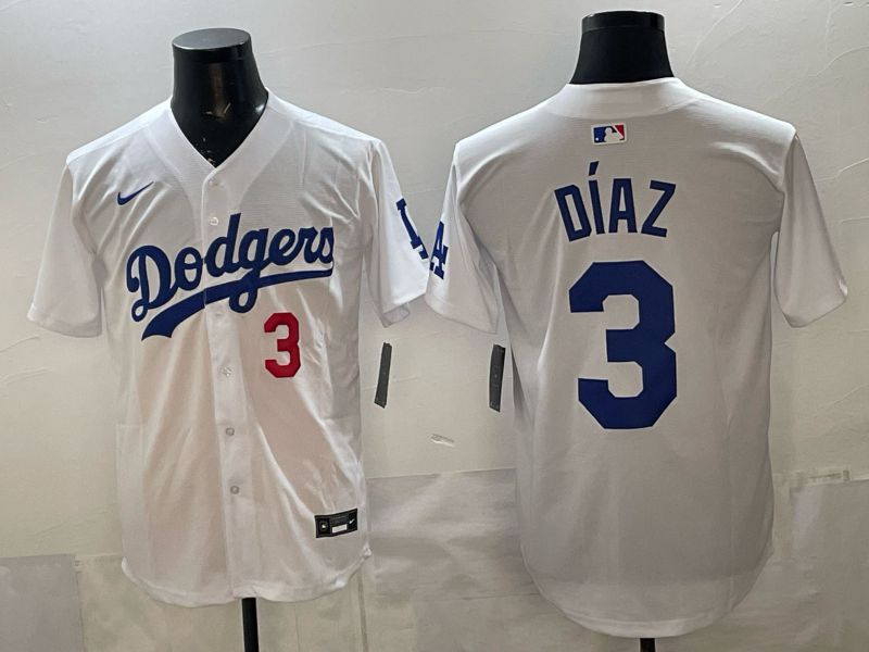 Men Los Angeles Dodgers #3 Diaz White Game 2026 Nike MLB Jersey style 03->los angeles dodgers->MLB Jersey